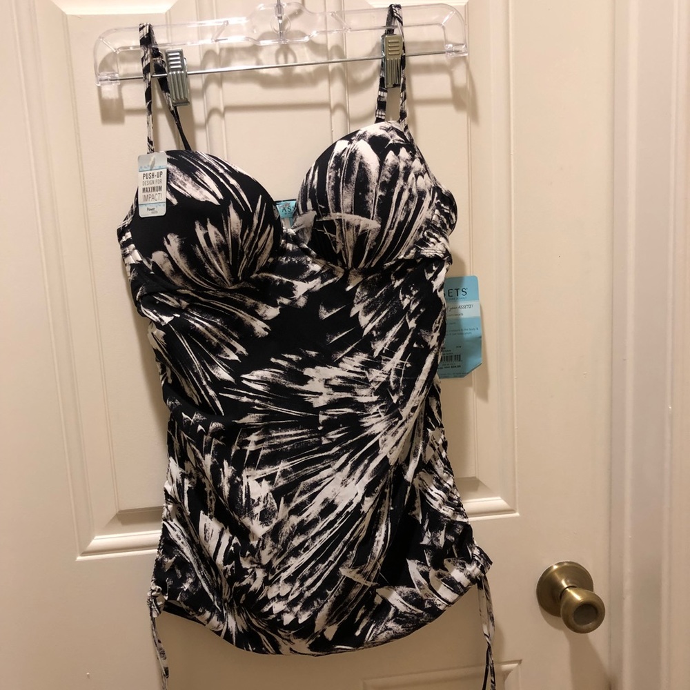 New black and white Tankini, by Sara Blakey, Spanx